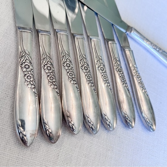 8 Oneida Dinner Knives Country Lane Pattern Wm A Rogers Flatware Silverplate - Picture 3 of 4
